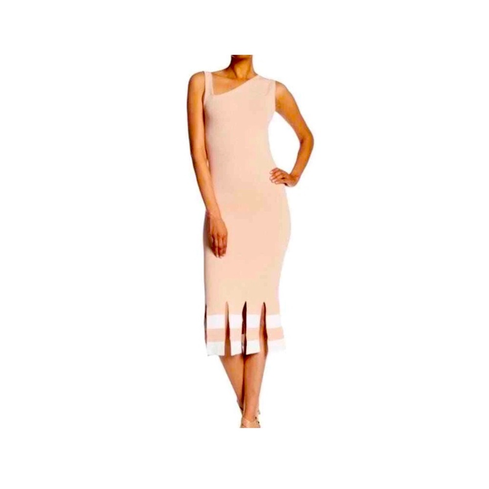 Rachel Roy peach asymmetrical one shoulder knit dress S